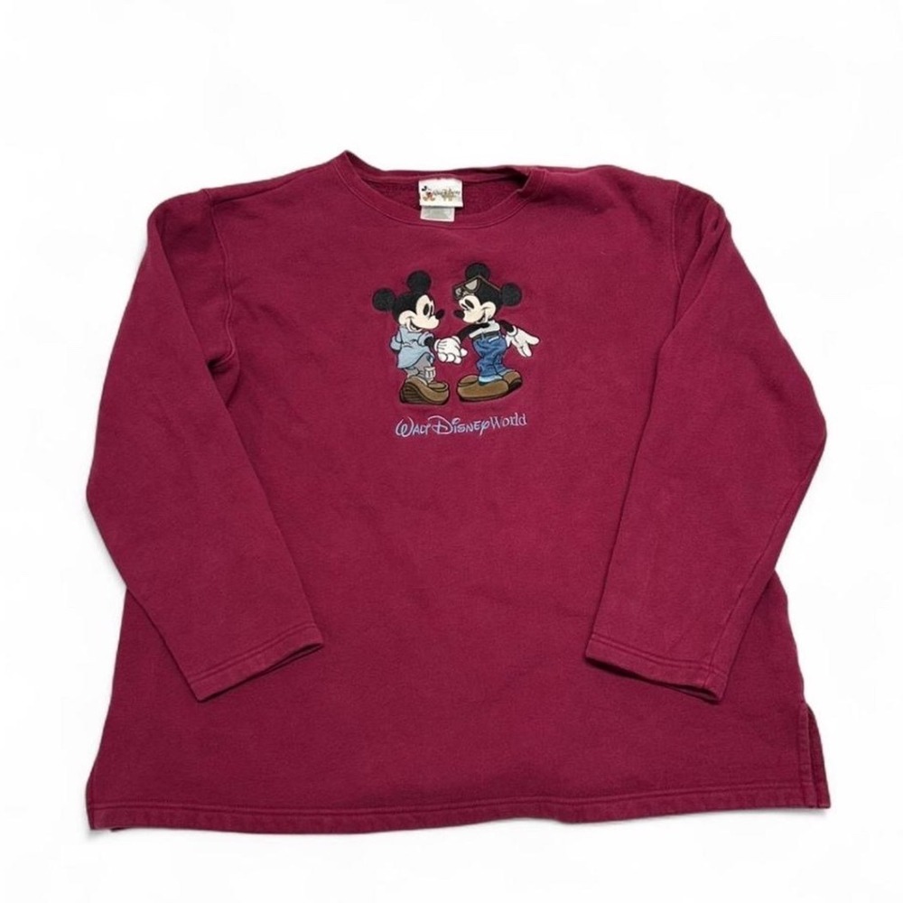 Walt Disney World Mickey Mouse Embroidered Sweatshirt XL Red Vintage Crewneck